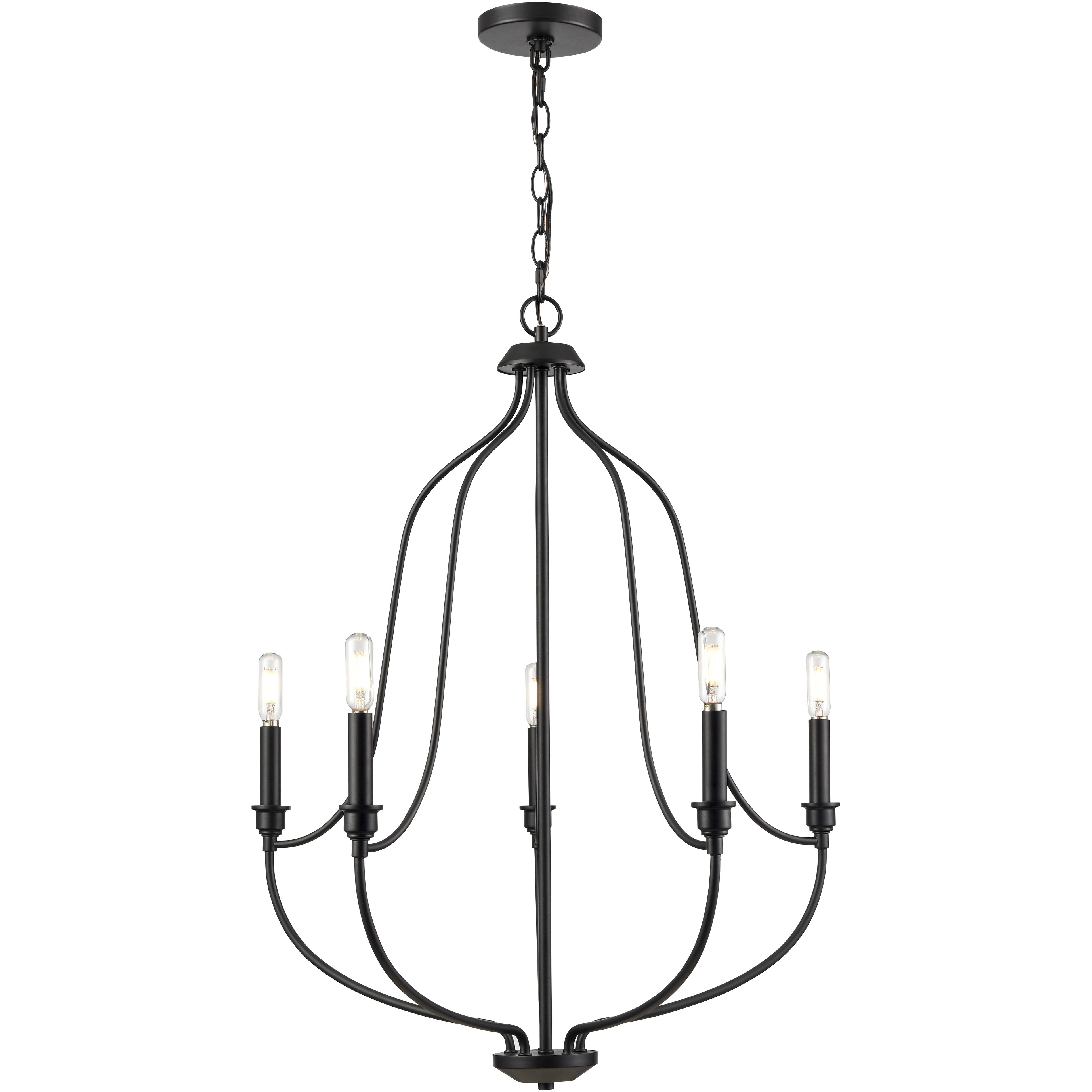 Senoia 5 Light 25 inch Matte Black Chandelier Ceiling Light